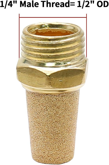 Zorfeter 10pcs Pneumatic Brass Exhaust Muffler Filter, 1/4" NPT Male Thread Hex - Image 2