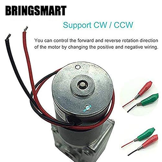 BRINGSMART 12V 160rpm DC Worm Gear Motor 10kg.cm Self-Locking Engine Reversed Mini Turbine Geared Motor for DIY Robot Rotating Table Door Lock Curtain Machine (12V 160rpm)