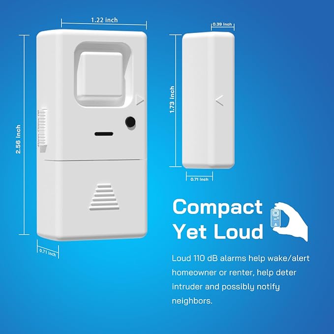 Door Window Alarms - 6 Pack - Adjustable Volume, Chime/Alarm, Wireless, Door Window Alarm Sensor for Home Security, Kids Safety, Door Open Alert Security Alarm for Home, Apartment and more, by Rosmila