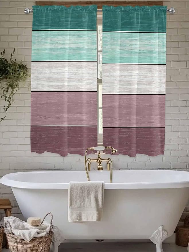 Retro Farm Woodcuts Texture Window Valance Curtains, 2 Panel - Image 5