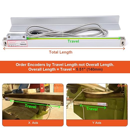 TOAUTO Digital Readout 2 Axis 3 Axis DRO Display Linear Scale 650mm 26" Precision 5um for Bridgeport/Knee Milling Lathe EDM Mill Machine