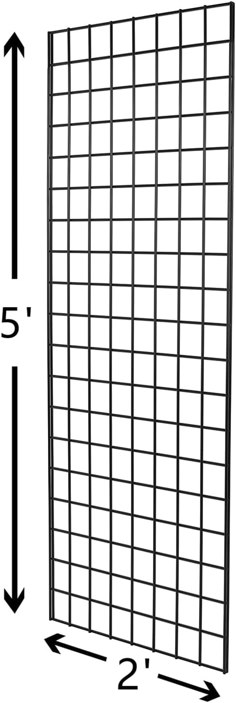 NEESEEYEE Heavy Duty Commercial Grade Gridwall Panels – Grid Panel for Any Retail Display, 2’ Width x 5’ Height, 4 Gridwall Panels Per Carton (Black Finish)