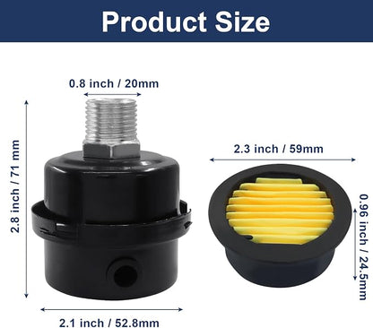 2 Pcs Air Compressor Silencer, 1/2 Inch Thread Intake Filter Muffler, 20 mm Air - Image 3