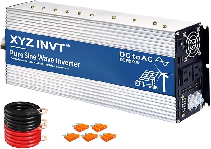 XYZ INVT 2500W Pure Sine Wave Inverter 48V to 120V AC, 5000W Peak Power, Power Converter for Solar System, Off-Grid Home, RV, Truck & Camping
