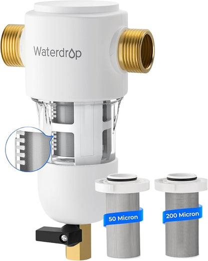 Waterdrop Spin Down Sediment Filter, 50/200 Micron Reusable Whole House Water by Waterdrop