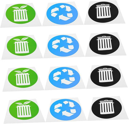 12pcs Waste Sorting Stickers Trash Can Recycling Decals Self-Adhesive Labels by HONMEET