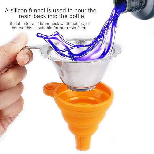 3D Printer Metal Filter Funnel, 3D Printer Resin Foldable Silicone Funnel+Metal - Image 4