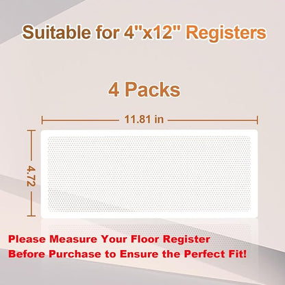White Floor Register Vent Screen Cover 4"x12" Magnetic - Image 7