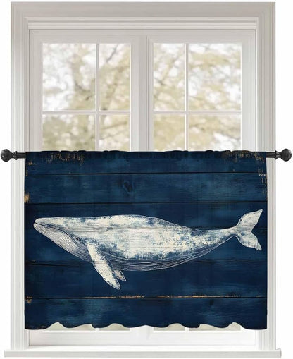 Sheer Curtains 54 Inch Length, Summer Whale Semi Sheer Curtains Light Filtering by Unknown