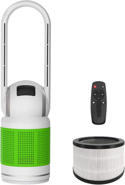 Bladeless Tower Fan and Air Purifier in One 32-Inch, HEPA-filter, Oscillating by Mitcent