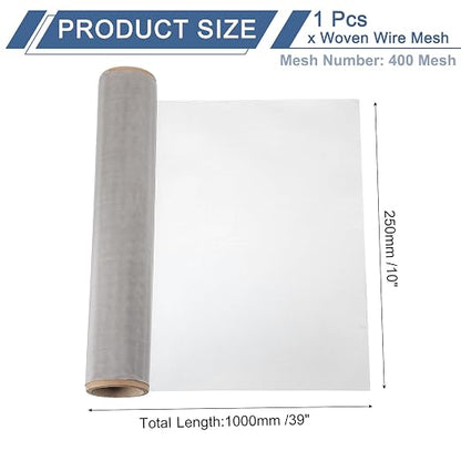 uxcell 400 Mesh 39" x 10" Woven Wire Mesh, 316 Stainless Steel Air Vent Filter - Image 2
