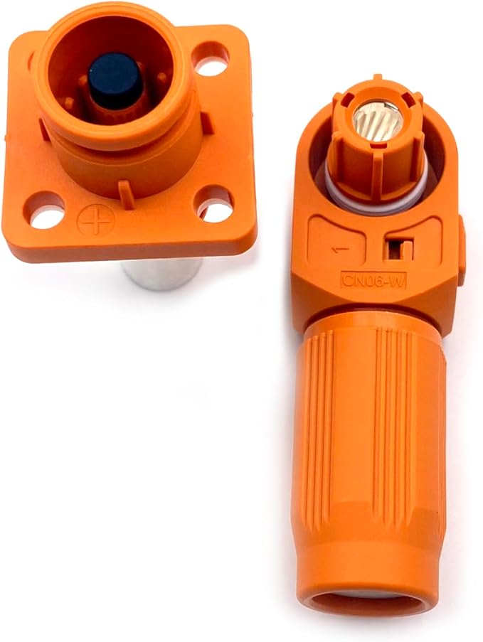 1 Set Battery Energy Storage Connector, 120A High Current Connectors Quick Plug Terminal Orange Right Angle Plug and Socket IP67 Waterproof Power Adapter Crimping 25mm² Wiring (1000V)
