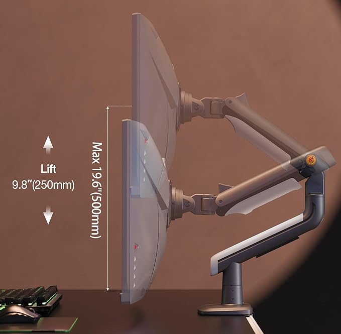 NB Ergonomic Gaming Monitor Arm for Flat/Ultrawide/Curved Monitors 27'' to 50 inch, Heavy Duty Monitor Mount Load up to 18 kg, VESA 75/100 mm J5