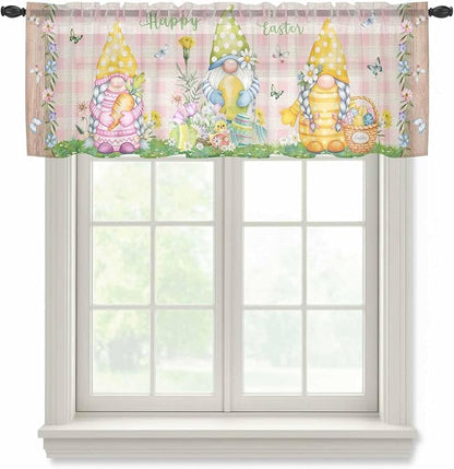 Happy Easter Sheer Valances for Windows 42"x18", Light Filtering Kitchen by Unknown