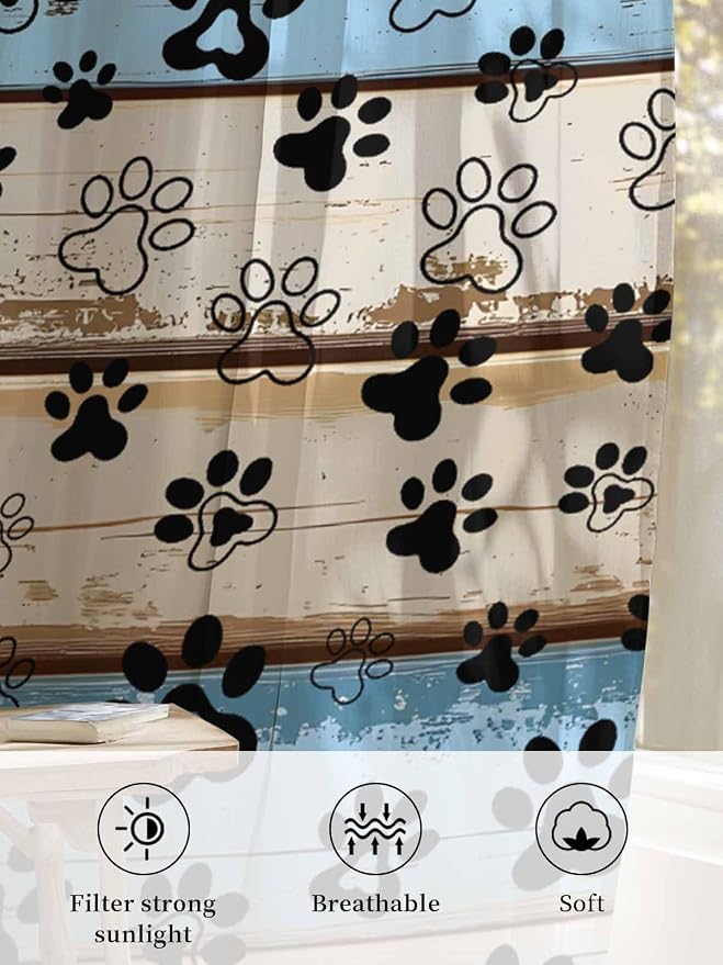 Sheer Curtains 108 Inches Long, Vintage Farmhouse Rustic Wooden Grain Privacy - Image 6