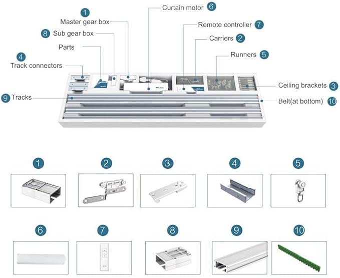 OlideSmart DIY WiFi Smart Automatic Curtain Motor Track System, Automatic Curtain Motor, Blinds Tracks, Length can be Customized (White, 8.2m)