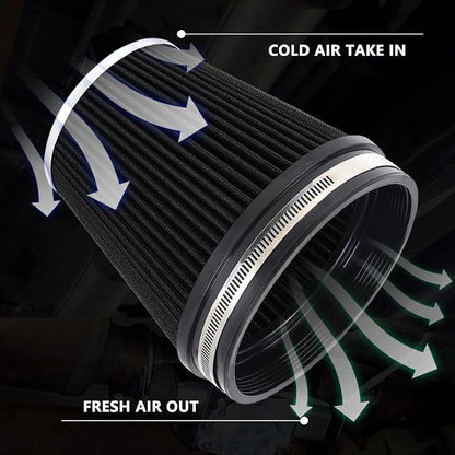 MUGE RACING 6" 152 mm High Flow Inlet Air Filter, Air Intake Cone Filter - Image 3