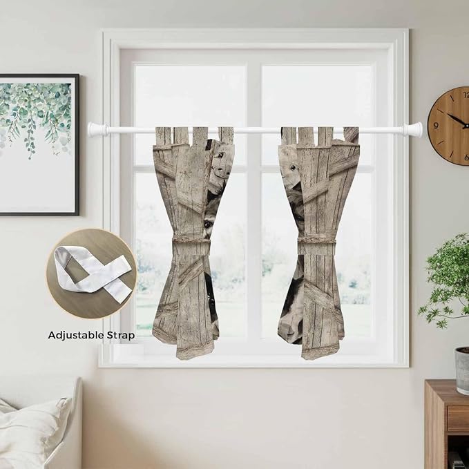 Funny Farm Animals Kitchen Curtains 45 Inch Length, Short Cafe Window Curtains - Image 5