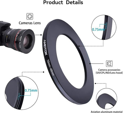 72mm Lens to 49mm Camera Lens Adapter, 72mm-49mm Filter Step-Down Ring - Image 3