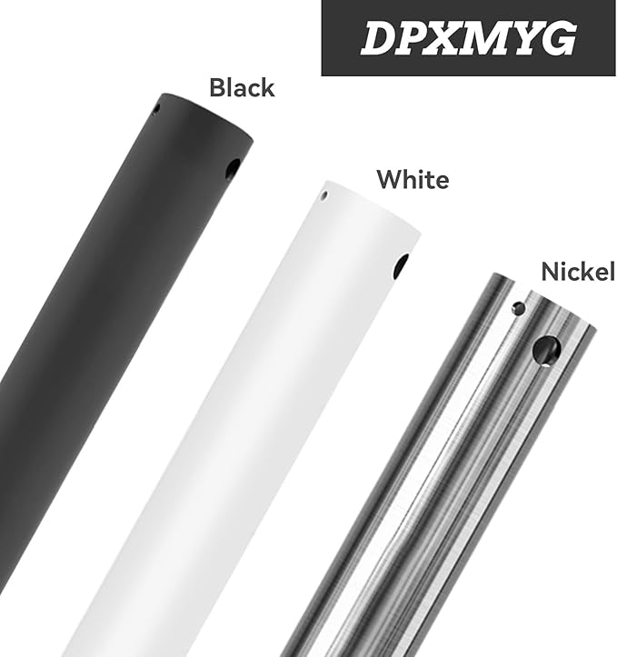 DPXMYG 48 inch Ceiling Fan Downrod with Extension Cord, 4 FT Black Downrod for Ceiling Fan, 1 inch Outside Diameter, Ceiling Fan Boom Suitable for a Wide Range of Fans (Black, Not Threaded)