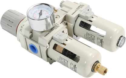 3/8" NPT Compressed Air Filter Regulator Lubricator Combo, Water/Oil Trap - Image 3