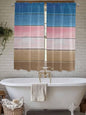 Blue Pink Brown Gradient Wood Grain Window Valance Curtains, Vintage Wood Board by IDOWMAT