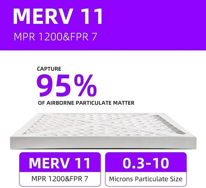 10x20x1 MERV 11 Pleated Air Filter MPR 1200 & FPR 7, Furnace Air Filters - Image 5