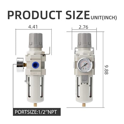 Air Compressor Water Separator Filter 1/2" NPT 150 PSI, Compressed Filter - Image 3