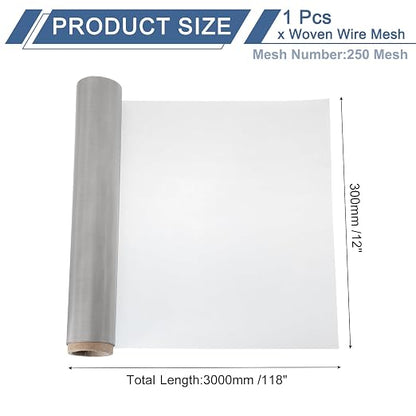 uxcell 250 Mesh 118" x 12" Woven Wire Mesh, 304 Stainless Steel Air Vent Filter - Image 2