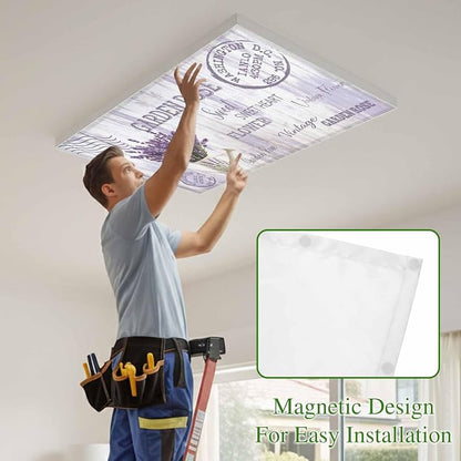Fluorescent Light Covers for Ceiling Lights Lavender Flower Magnetic Light - Image 3