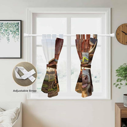 Farm Yaks Bedroom Curtains 63 Inch Length, Window Curtains Tab Top, Farmhouse - Image 5