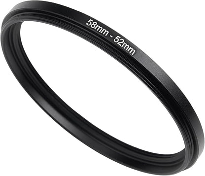 58mm to 52mm Step-Down Ring Filter Adapter, Metal Ring Step-Down Rings Adapter by BETUYESS