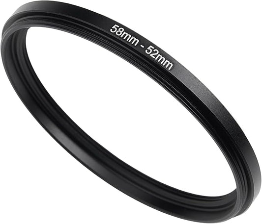 58mm to 52mm Step-Down Ring Filter Adapter, Metal Ring Step-Down Rings Adapter by BETUYESS