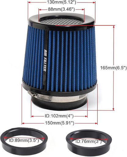 3" 3.5" 4" Inlet Car Replacement Cold Air Intake Filter 76mm 89mm 102mm 3 Sizes - Image 5