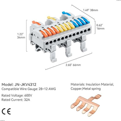 4pcs DIN Rail Terminal Blocks, DIY Splicing Wire Connectors - Image 5