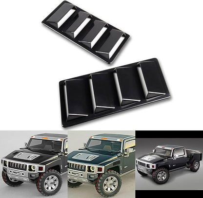 1 Pair Black Decorative Air Flow Intake Turbo Bonnet Hood Side Vent Cover Stick - Image 2