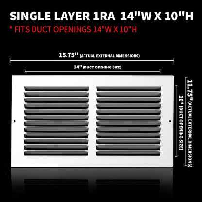 14x10 Return Air Grille, Air Return Vent Cover, Flat Vent Cover, Rejillas De - Image 3
