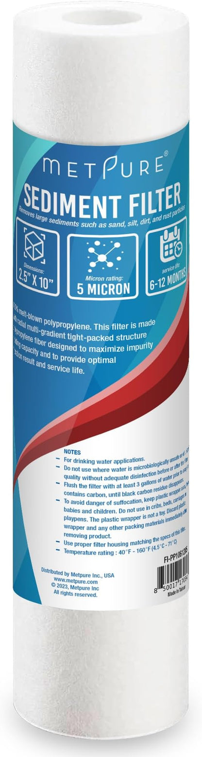 Metpure 6-Pack Sediment Filter 2.5"x10" 5 Micron Multi-Gradient Cartridge - Image 6