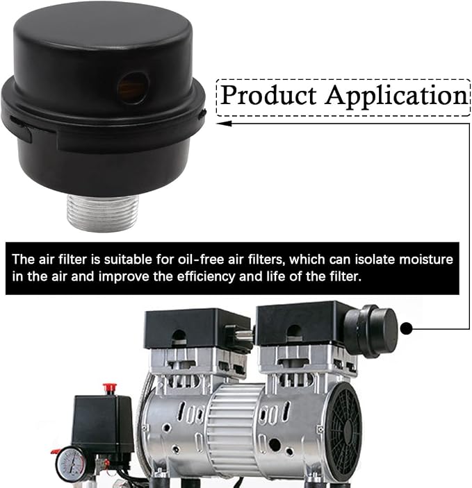 2pcs 1/2" Thread Air Compressor Silencer, Air Compressor Intake Filter Sound - Image 5