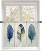 Sheer Curtains 54 Inch Length, Boho Blue Feathers Semi Sheer Curtains Light by Unknown