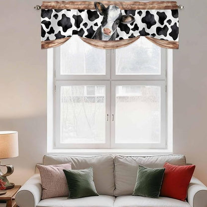 Cow Printed Tie Up Valance Curtains - Image 3