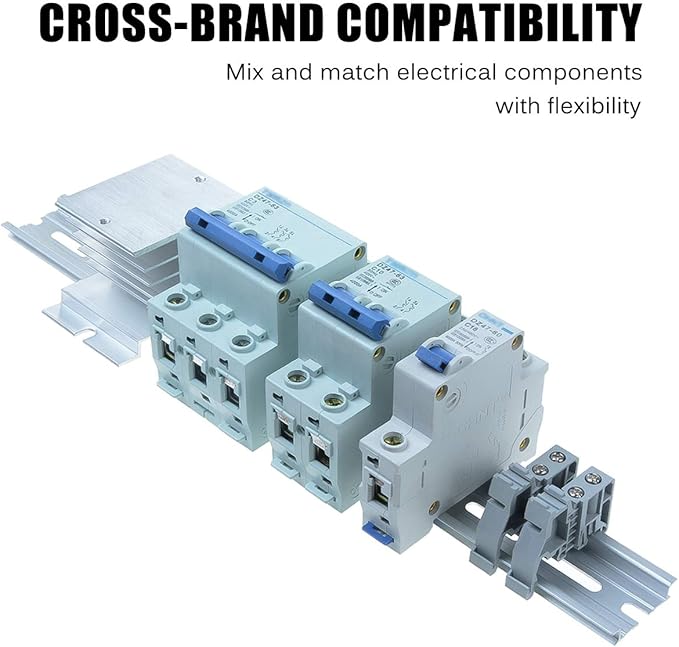 VAMRONE 20 Piece Aluminum DIN Rails, 4 Inches Long, 35mm Wide, 7.5mm High, Top Hat Slotted DIN Rail with RoHS, Extra Premium Screws Included for Hardware Components Mounting