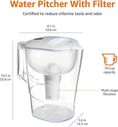 Amazon Basics 10-Cup Water Filter Pitcher, Compatible - Image 4