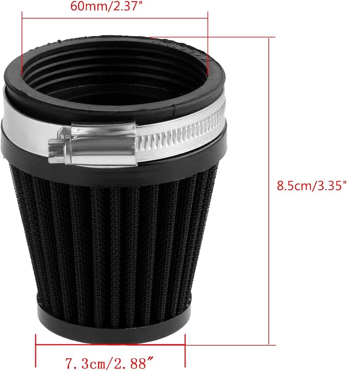 Mtsooning Motorcycle Pod Air Filter, 2.36" Round Tapered Intake Cleaner - Image 5