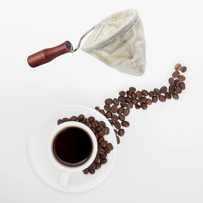 AUEAR, Wooden Handle Coffee Filter Reusable Cafe Flannel Cloth Bag Sock Strainer - Image 8