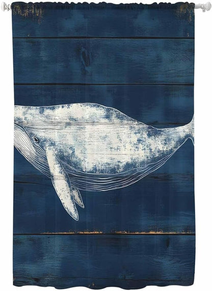 Sheer Curtains 72 Inches Long, Summer Whale Semi Sheer Curtains Light Filtering by Unknown