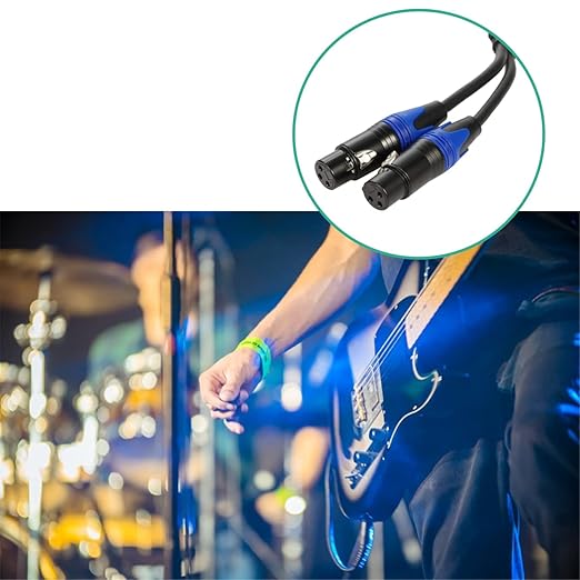 Seefeful (5FT / 1 Pack) 1 Male to 2 Female XLR Y Splitter Micrphone Cable, 3pin Male to Dual Female Y-Splitter Balanced Mic Audio Cables for Stereo Mic to L & R Audio Track