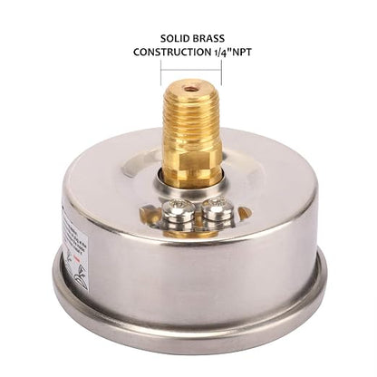 MEASUREMAN 2-1/2inch Dial Size, Liquid Filled Pressure Gauge, 0-60psi/400kpa - Image 4