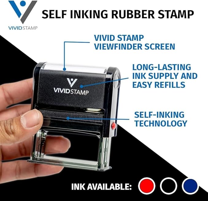 Basic Closed Self Inking Rubber Stamp (Black Ink) - Medium