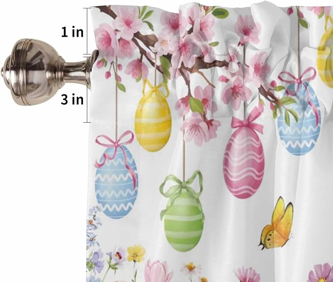 Happy Easter Half Window Curtain 36 Inches Long, Spring Watercolor Bunny Eggs - Image 6
